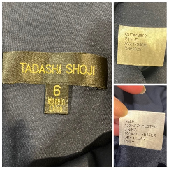 TADASHI SHOJI Olga Navy Floral Midi Dress V-Neck Sleeveless Size 6 flower EUC - Picture 12 of 12